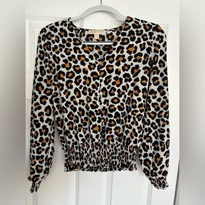 MICHAEL KORS Michael Leopard Animal Print Blouse women’s EUC